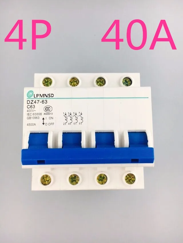 DZ47 4 P 40A выключатель AC mcb предохранитель безопасности C Тип C45 4 полюса