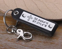 Chaveiro personalizado Chaveiro De Couro Dos Homens-Personalizado Latitude Longitude-Pode ser personalizado com as vossas coordenadas ou qualquer texto