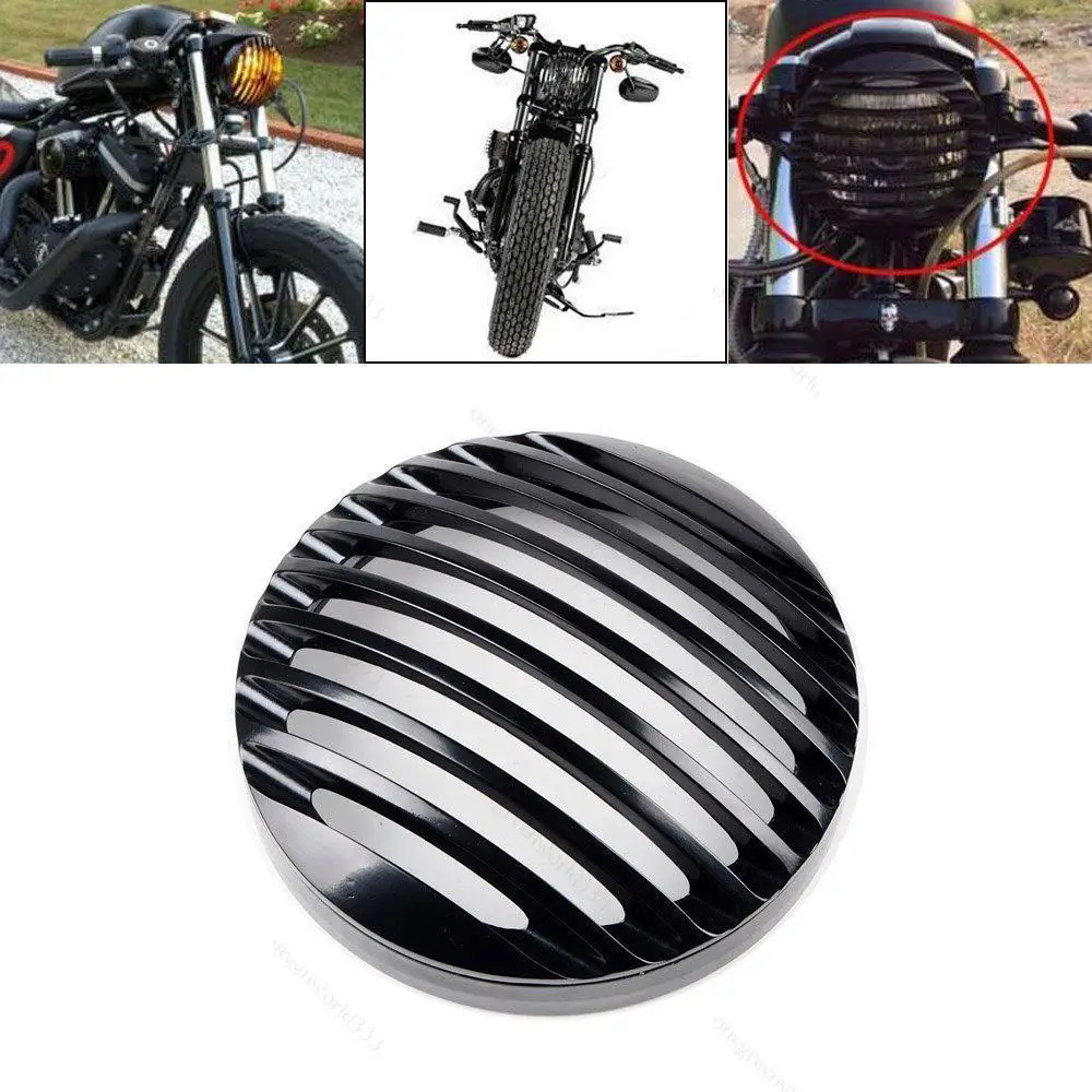 Motorcycle CNC Aluminum 5.75" Headlight Grill Cover for Harley