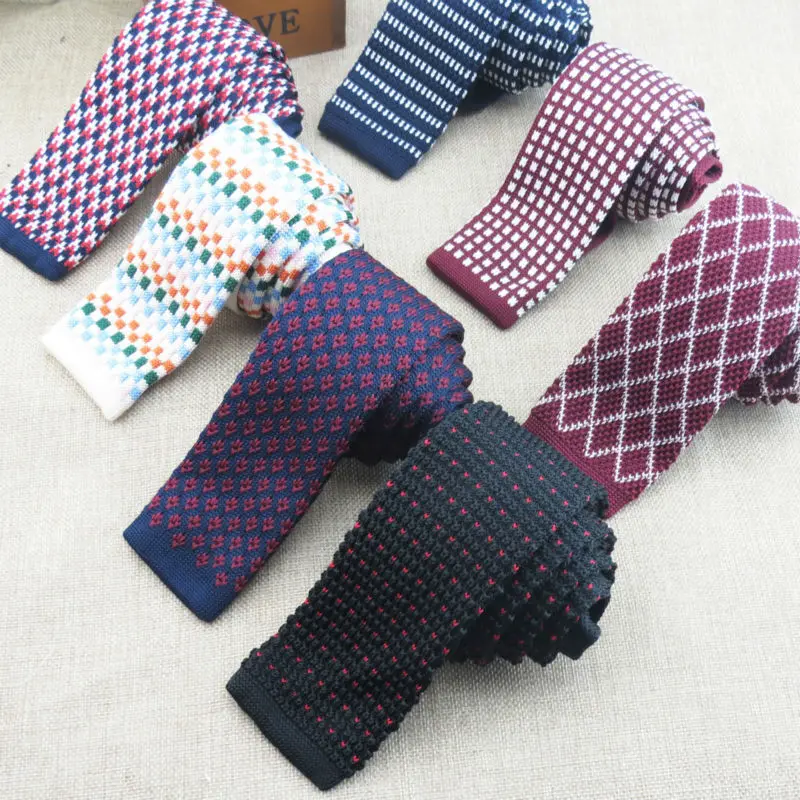 Новые модные вязаные галстуки много видов клетчатой приливной плоской ncktie Мужчины взять одежду аксессуары предпочтительно