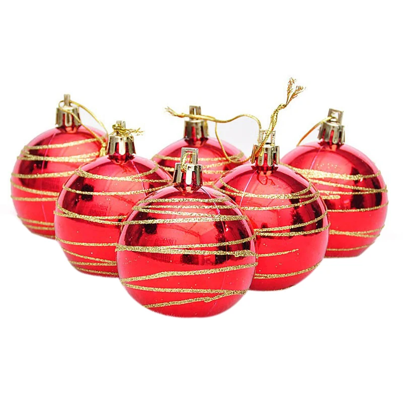 Us 287 17 Di Sconto6pcs Albero Di Natale Palle Di Diametro 6 Centimetri A Strisce Di Colore Di Disegno Decorazioni Natalizie Palla Di Natale Di