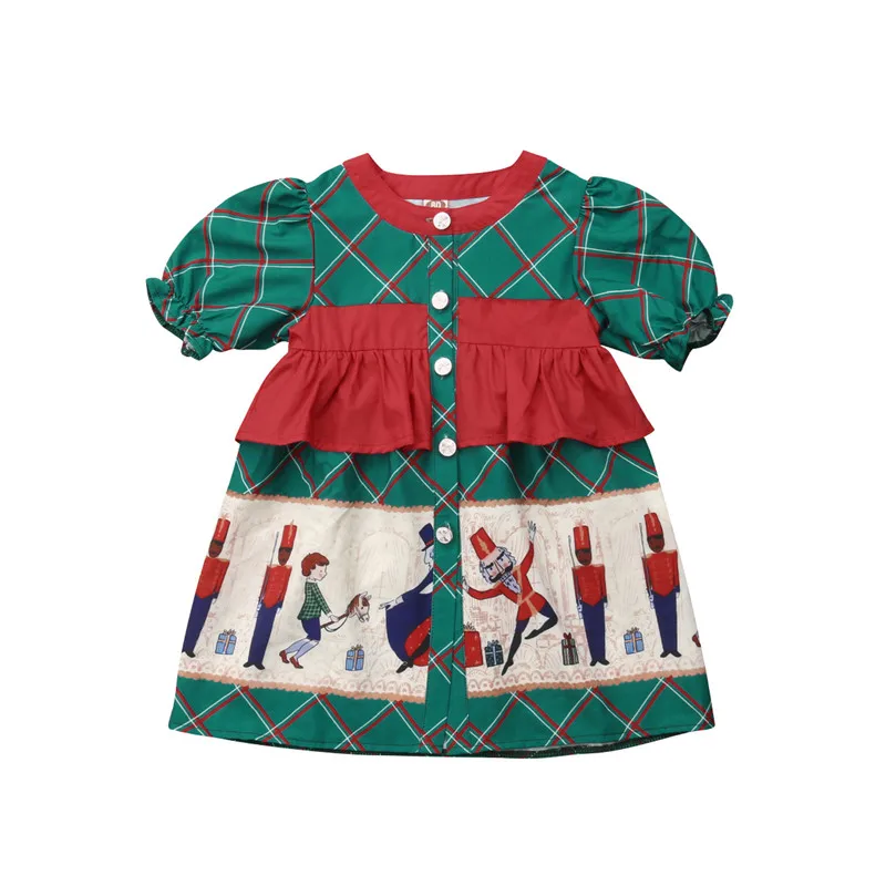 PUDCOCO Newest Hot Newborn Kids Baby Girls Sants Xmas Plaids Cartoon Pageant Party Prom Pop Cute Dresses | Детская одежда и обувь