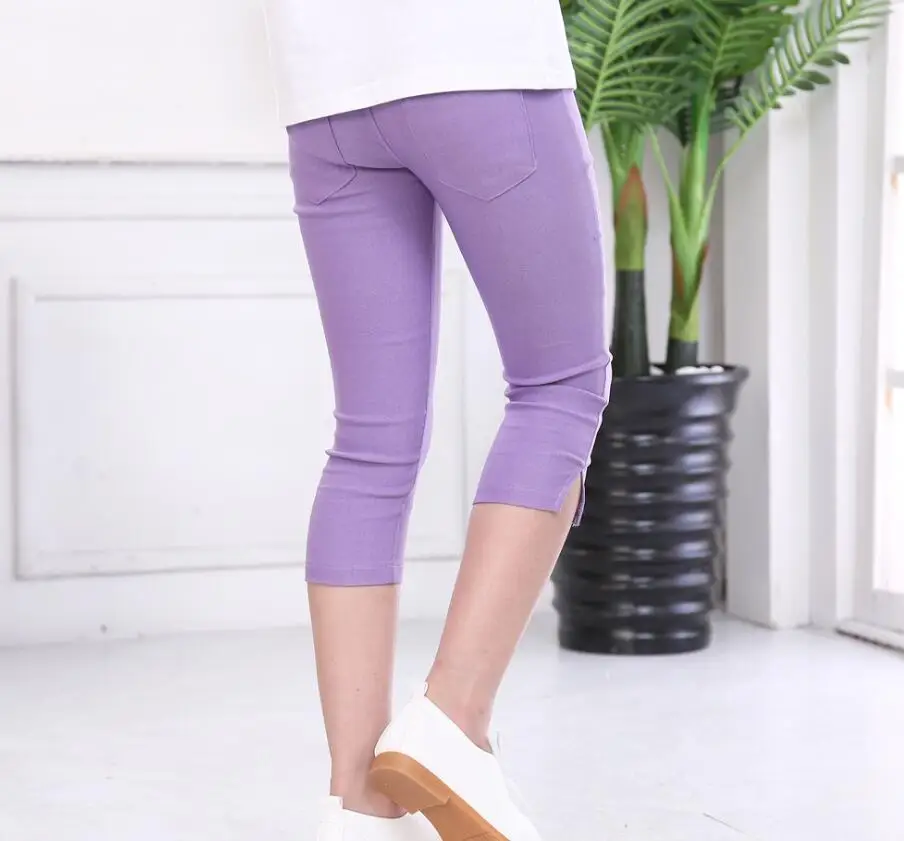 Брюки для девочек детские летние штаны детская верхняя одежда От 3 до 11 лет Хлопковые Штаны для активного отдыха для девочек леггинсы для школы, одежда для девочек узкие брюки - Цвет: purple