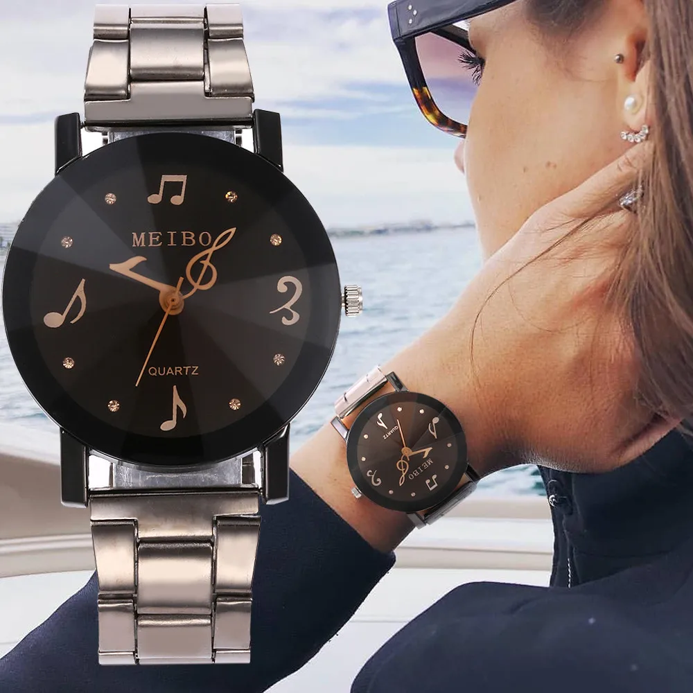 

Fashion Women Leather Strap Music Note Watches Casual Female Quartz Watch Hot Top Brand Colck Relogio Feminino@50