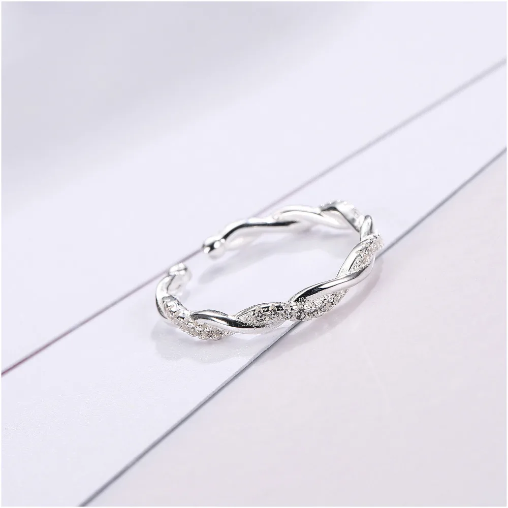 Fashion 925 Sterling Silver Twisted Rings with Clear CZ Authentic Twist Of Fate Stackable Jewelry for Women Girls Gift (5)