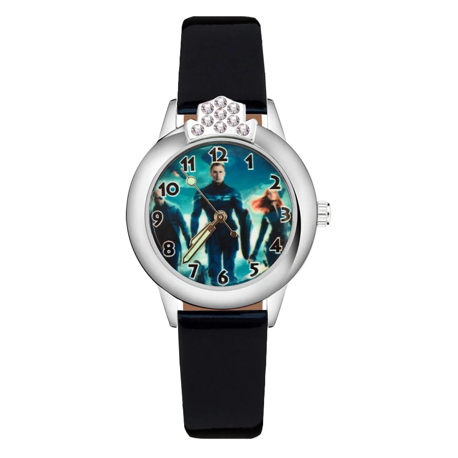 

Cartoon Cute Avengers Crystal style Children's Watches Kids Student Girls Boys Quartz Leather strap Wrist Watch JK139