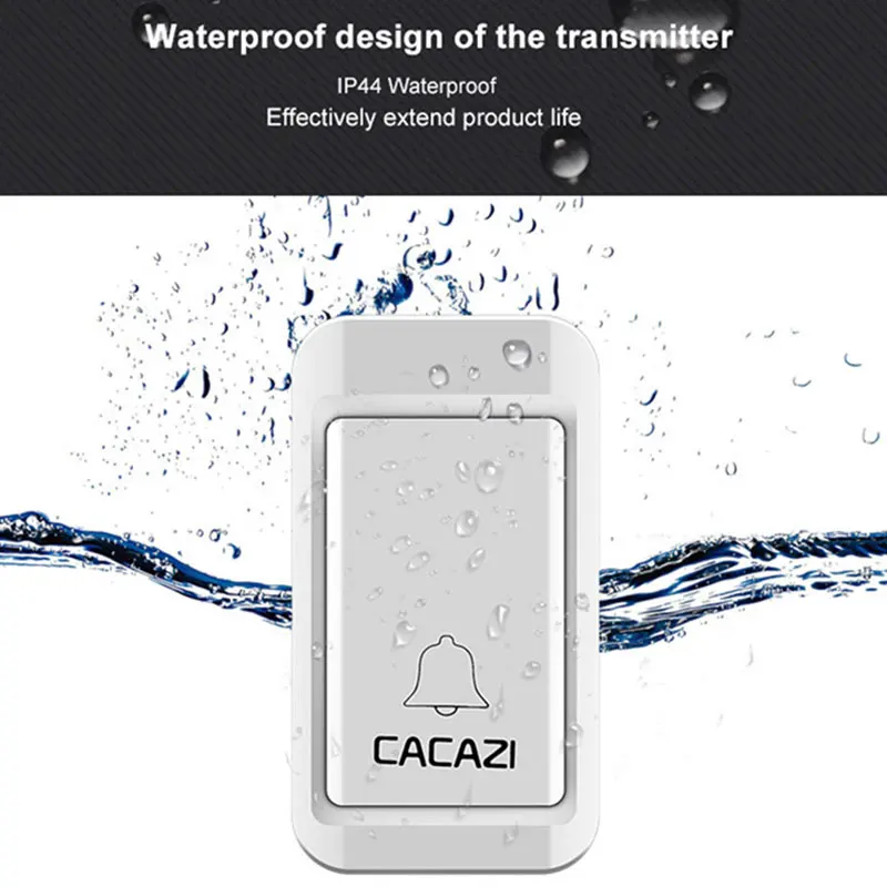 CACAZI White No Battery Need Wireless DoorBell Waterproof Smart Door Bell EU/US plug Cordless Ring Doorbells Remote AC 110V-220V CACAZI White No Battery Need Wireless DoorBell Waterproof Smart Door Bell EU/US plug Cordless Ring Doorbells Remote AC 110V-220V