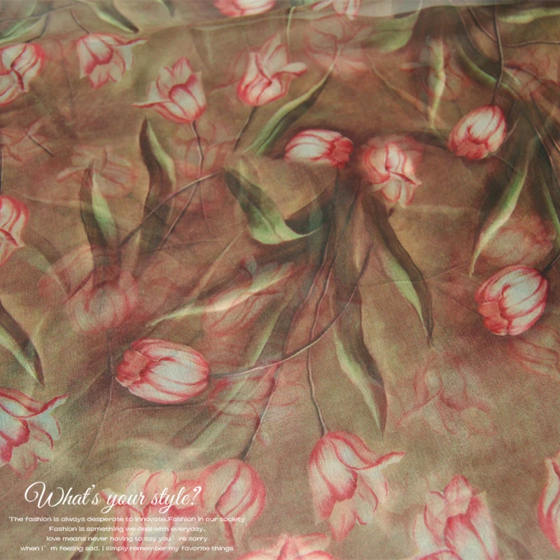 

Free Shipping 100% Floral Printing Silk Chiffon Fabric