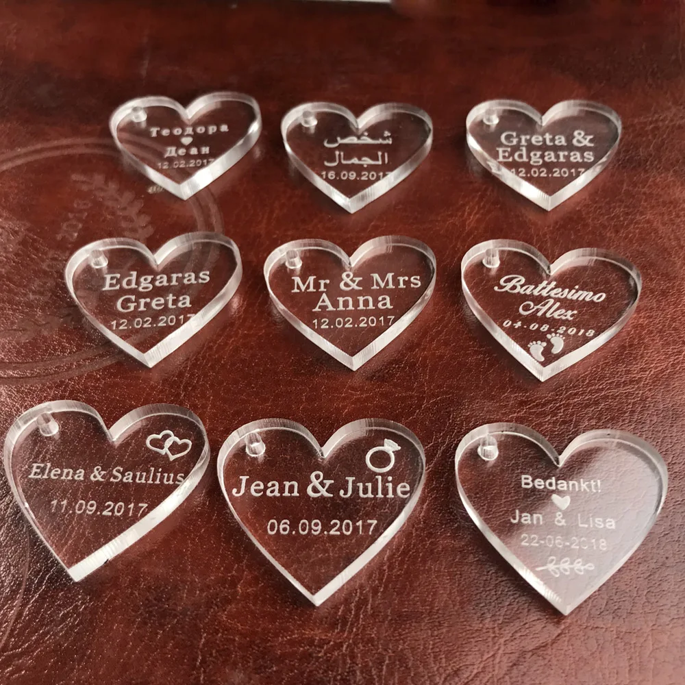 Personalized Engraved Baby Baptism Love Heart Custom Wedding Table Decoration Favors Souvenirs Tags Event Party Centerpiece (3)