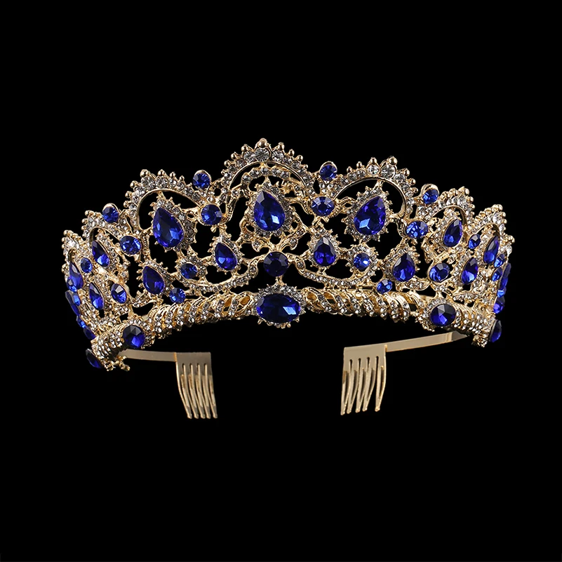 Hair Accessory Hair Headdress Bridal Headwear Hair Band Crown Hair Comb Jewelry Accessories European Drop Crystal Tiaras Vintage Gold Color Rhinestone Pageant Crowns Comb Baroque