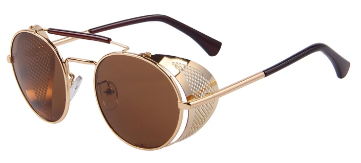 MERRY'S Женские Ретро дизайнерские круглые стимпанк Солнцезащитные очки Oculos de sol UV400 - Цвет линз: C04 Gold