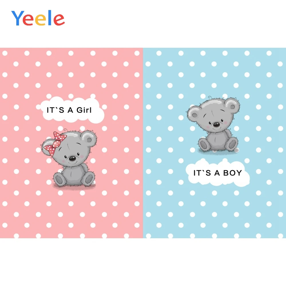 

Yeele Bear Toy Girl Or Boy Wave Point Baby Shower Photography Backgrounds Customized Photographic Backdrops for Photo Studio