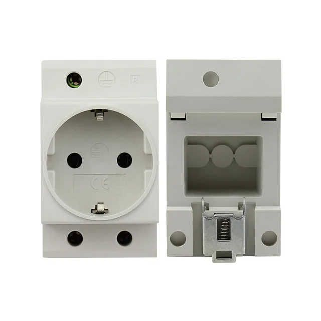 250V 16A European standard Type Din Rail Mount Outlet EU 16A 2P+E