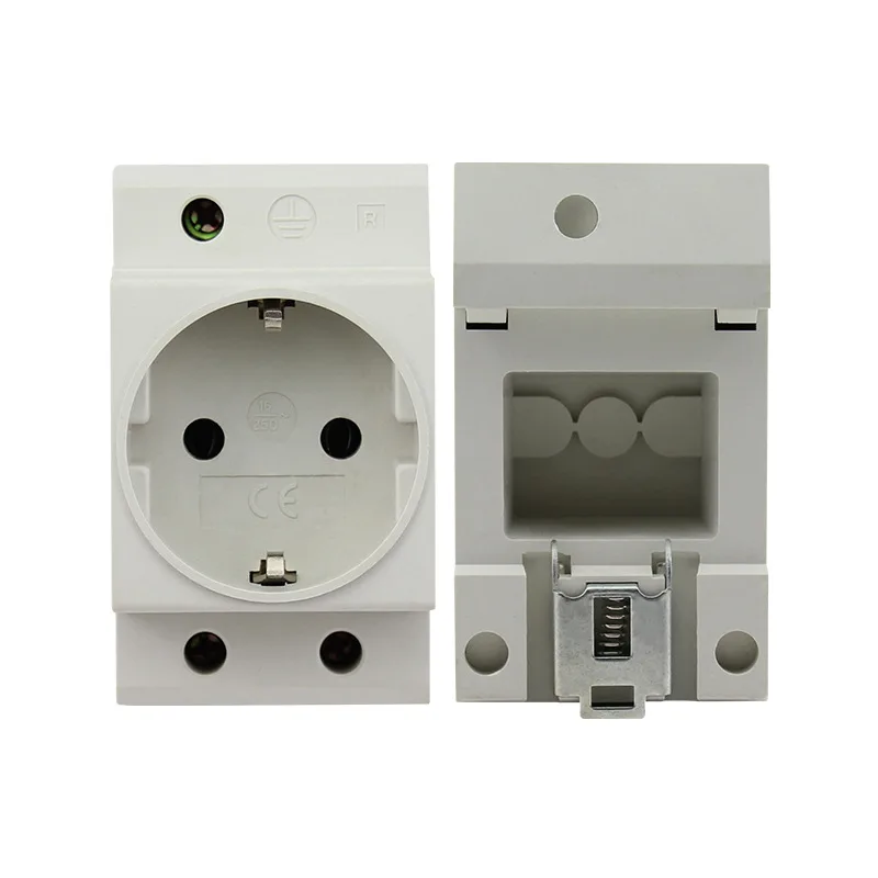 

EU Standard Type Socket Plug Din Rail Mount Outlet EU 16A 2P+E Modular Power Modular Socket Wall Power Charger Adapter