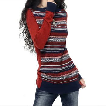 

Womens Vintage Long Contrast Color Knitted Cashmere Wool Sweaters And Pullovers Ladies Spring Autumn Slim Warm Jumpers Pull Feme
