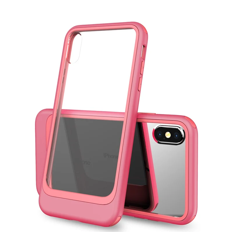 Чехол для iPhone XS Max XR XS X 7 8 Plus, хит цвета, 2 в 1, комбинированный прозрачный акриловый защитный чехол, защитный чехол для iPhone 11 Pro 11 Pro Max - Цвет: Pink Hot Pink