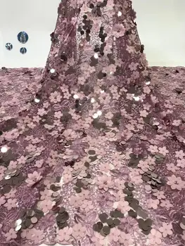 

African Lace Fabric 2019 High Quality Lace Fabric French Sequins Net Cord Tulle Fabrics Nigerian Laces For Wedding Dress Onions