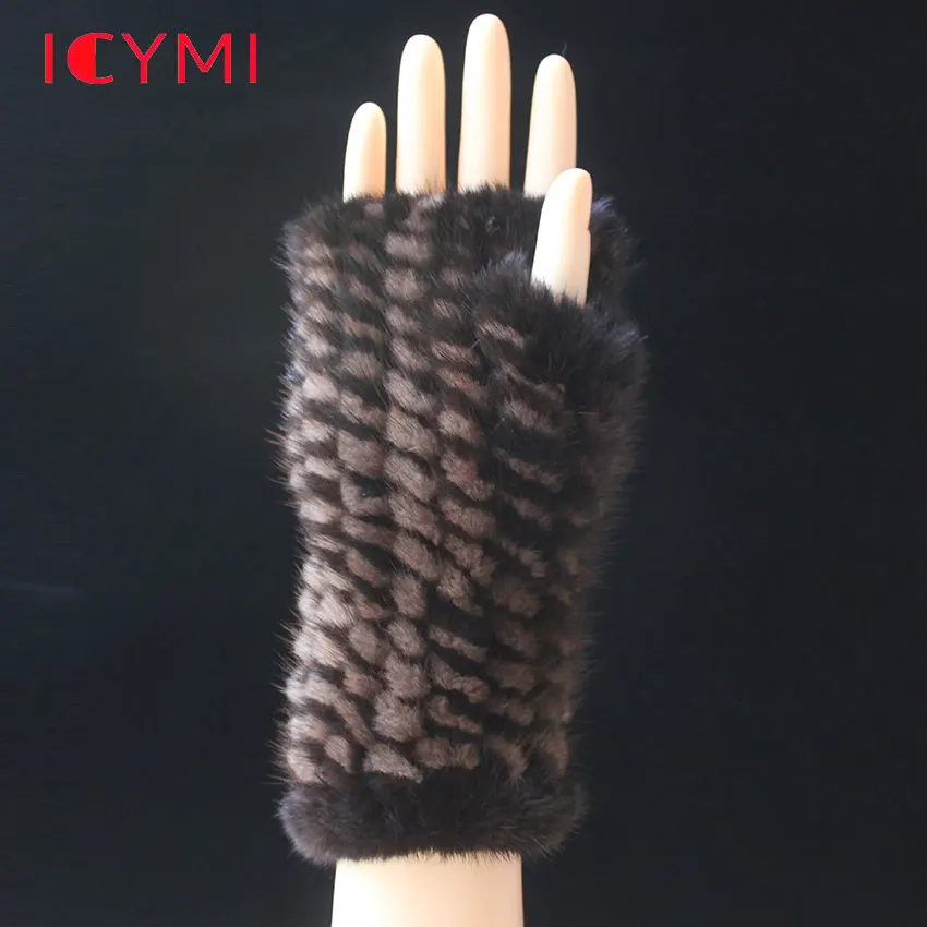 ICYMI Winter Gloves Without Fingers 100 Natural Genuine Mink Fur