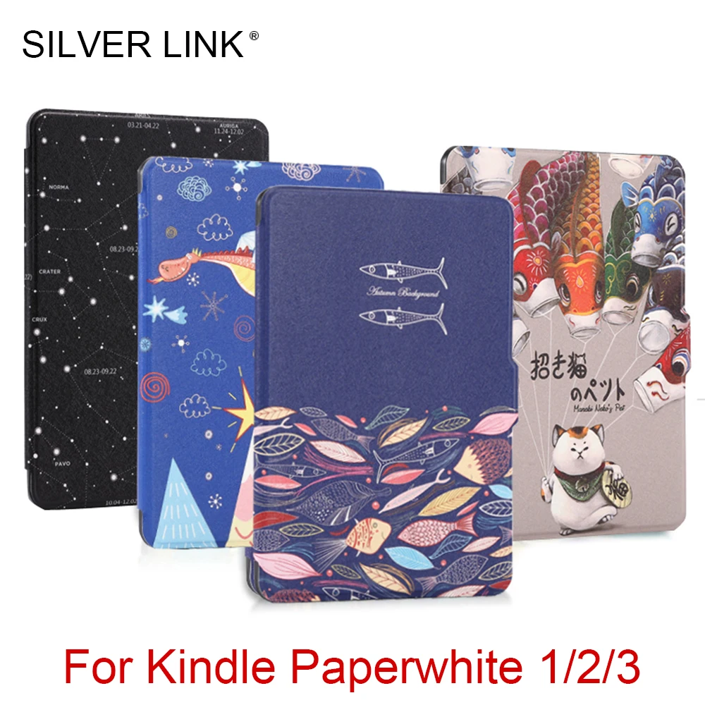 

SILVER LINK Multicolor Kindle Paperwhite 3 Case Print PU Protective Cover for Kindle Paperwhite 1/2/3 Auto Sleep/WakeUp Case
