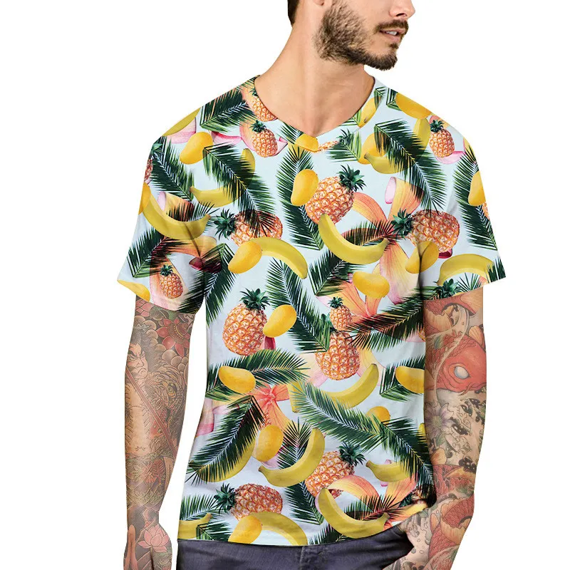 Новинка Homme v образный вырез Camisetas банан ананас 3d принт Майки с фруктами новинка