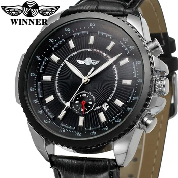 

Leather Strap Winner Watches Men Fashion Men'sMechanical Hand Wind Watch Wristwatch Reloj Hombre Military Camouflage Clockk 2020