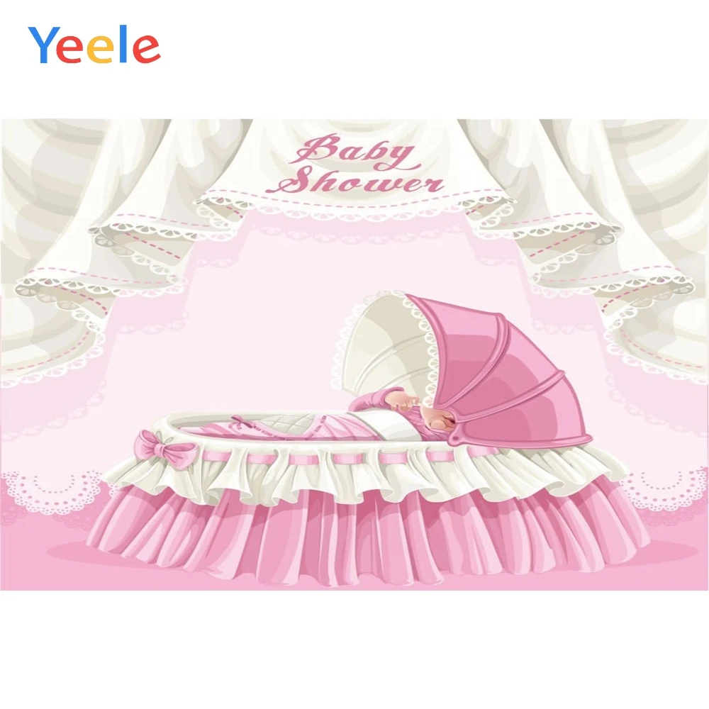 

Yeele Pink Curtain Baby Shower Party Photography Backdrop Photocall Portrait Custom Photographic Background For Photo Studio
