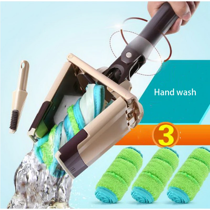 120601/Flat telescopic mop with pole microfiber cloth towel for home floor kitchen living room