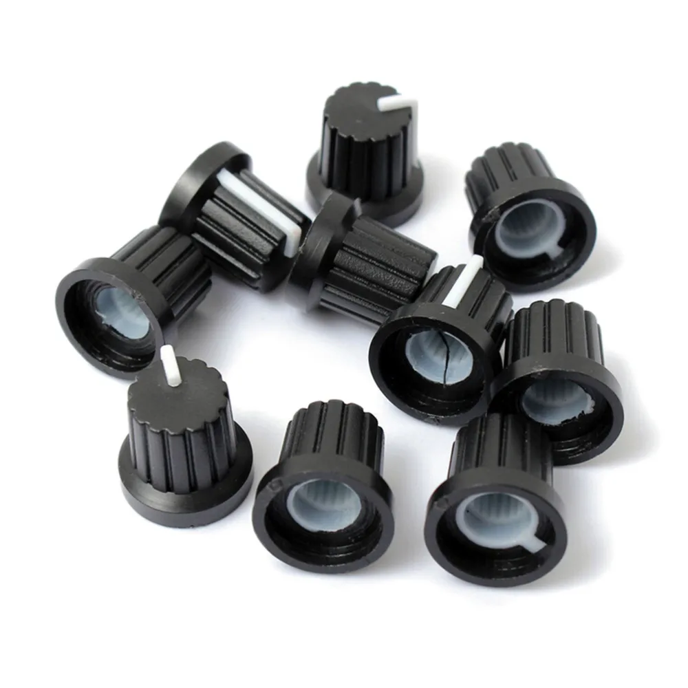 10 Pcs 6mm Ribbed threaded knurled Plastic Shaft Hole Dia Threaded