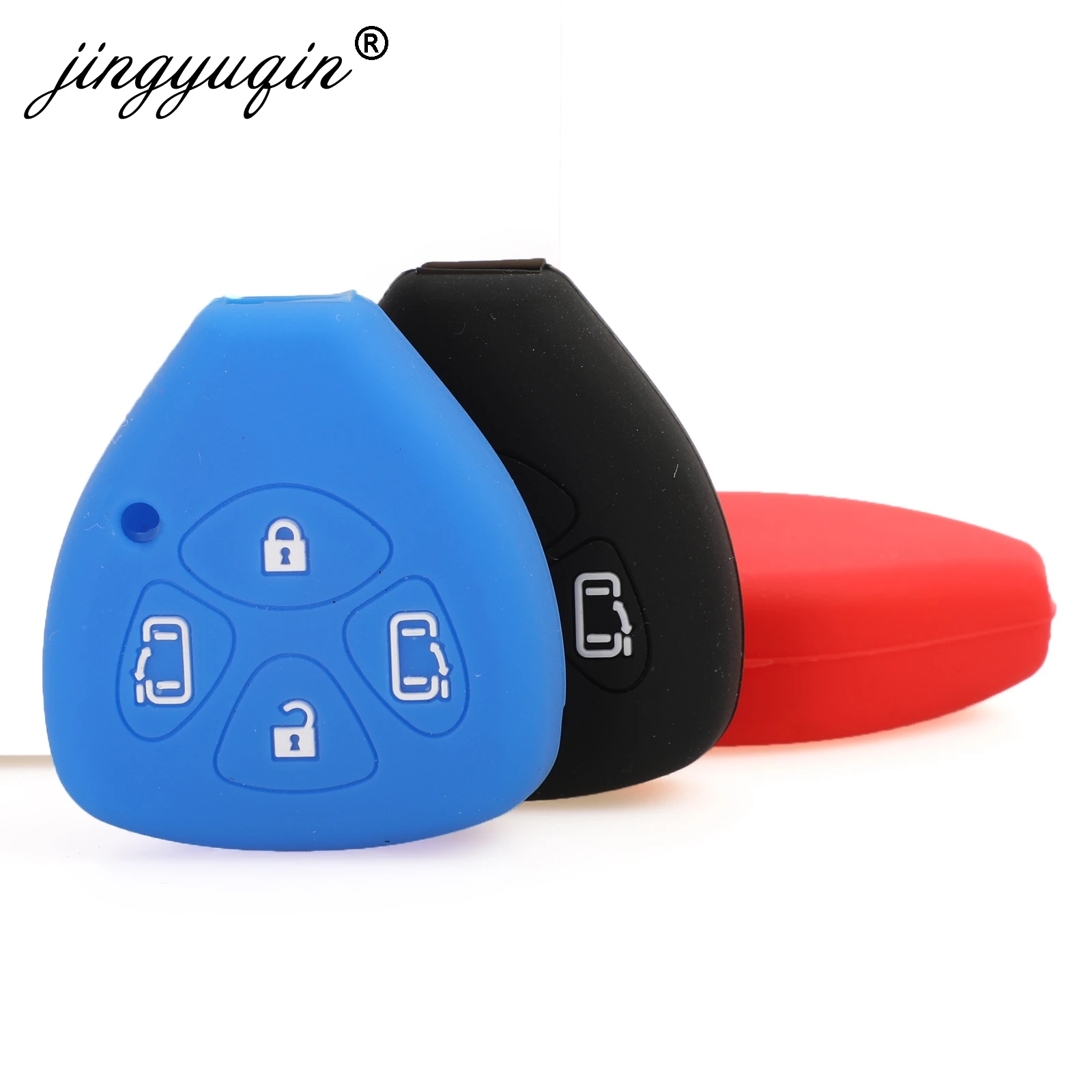 Jingyuqin силиконовый чехол для ключей от машины FOB Toyota Yaris Prado Tarago Camry Corolla RAV4 REIZ Crown Avalon