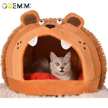 Lion Shape Cat Bed Pet House Soft Long Plush Cat Mat Dog Bed for Small Dogs Cats Nest Winter Warm Sleeping Bed Puppy Mat