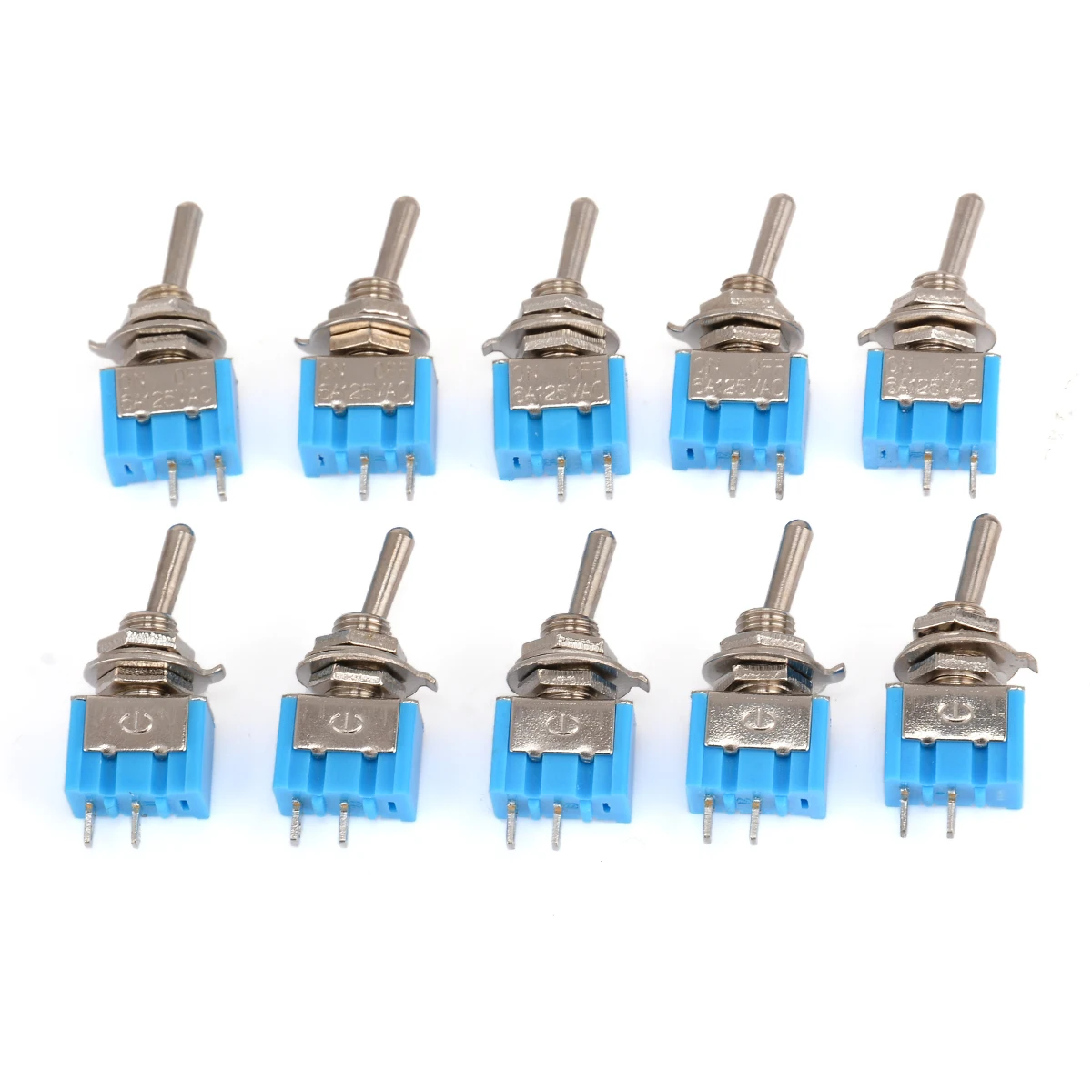 10PCS Durable Small Mini Toggle Switches MTS-101 2 Pins ON/OFF 2 Position AC 250V 6A SPST Switches Accessories