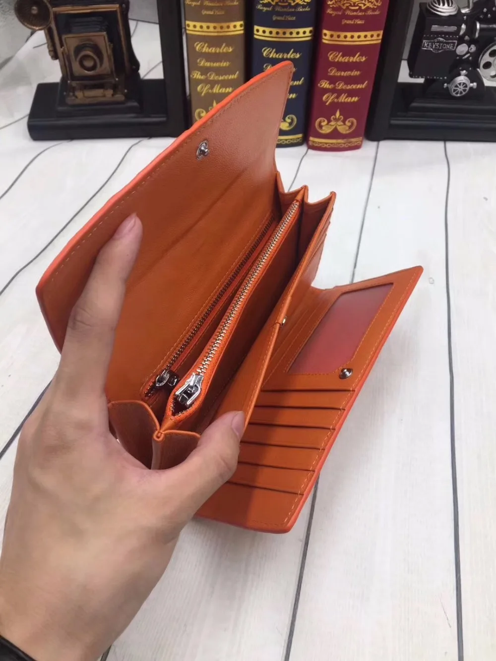Kapazität Kupplung Echtes Lange Halter Dame Frauen purpurrot Geldbörse Brieftasche Schwarzes Leder Krokodil Karte Alligator grün Weibliche weiß rot Große rosa Exotische Echt Haut orange ZwqOOx