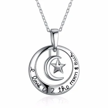 

925 Sterling Silver Necklace Explosion Model Moon Design Moon Back Love Memory Wedding Necklace 100 Languages I Love You