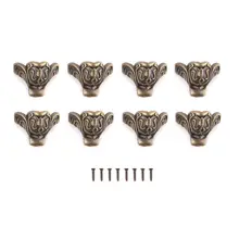 8 шт. 38x23 мм бронзовые тона античная мебель ноги сплава коробка четыре углов декоративные ноги цветка