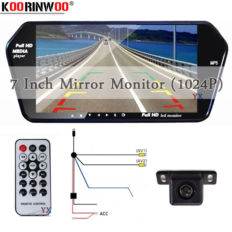 Автомобильный зеркальный монитор Koorinwoo HD 7 дюймовый TFT ЖК дисплей 1024*600 Bluetooth MP5 со
