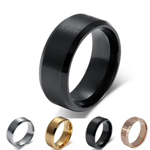 

8mm Men's Women's Fashion Bijou Titanium Steel Polished Band Valentine Ring Wedding Jewelry Gifts Anillos Bisuteria Mujer