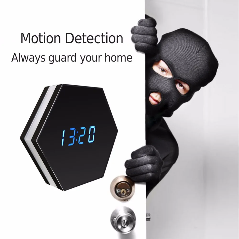 Мини Камера Clock 1080P H.264 ночного Цвет зеркало электронные Беспроводной ИК Ночное