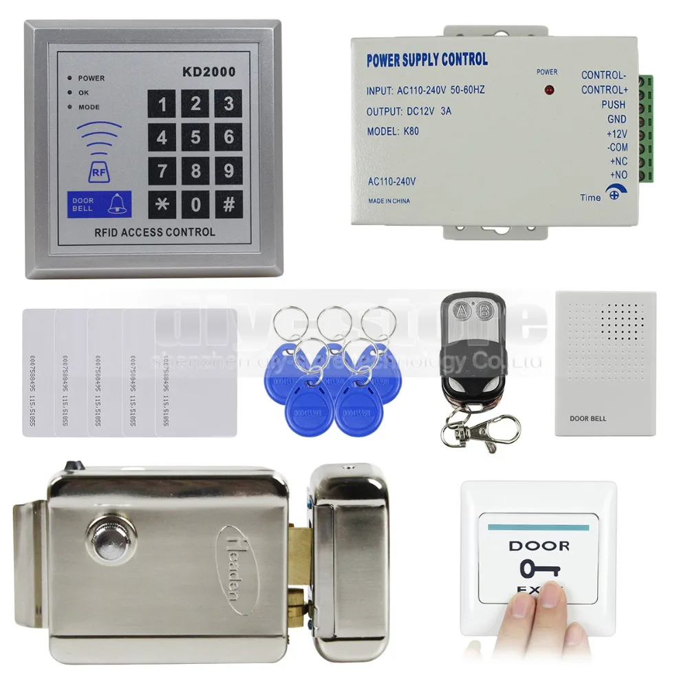 Best  DIYSECUR Full Complete Rfid Card Reader Door Access Control Kit + Electric Lock + Door Bell for Off