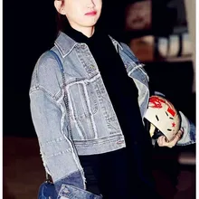 Женское джинсовое пальто универсальная Новая модная короткая женская осенне-зимняя джинсовая курточка для улицы