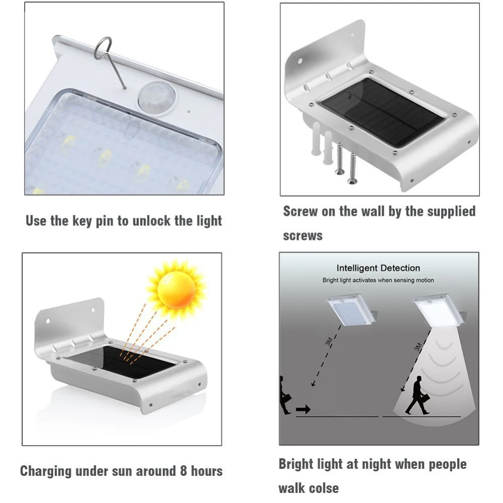 4 шт. 16 светодиодов солнечный светильник PIR датчик движения на солнечных батареях уличный светильник 2-го поколения IP65 открытый сад настенный светильник
