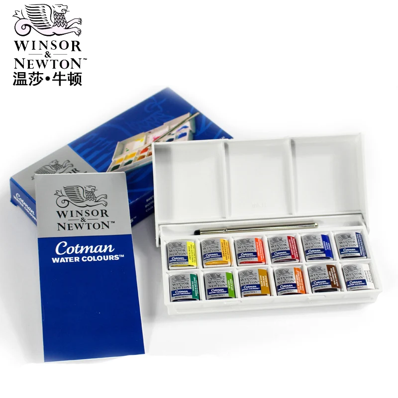 Kaufen WINSOR   NEWTON Solide Pigment Aquarell 8 12 24 36 45 Farbe Cotman Senior Wasser farbe Kunst Zeichnung Lieferungen Hälfte Pfannen Mini