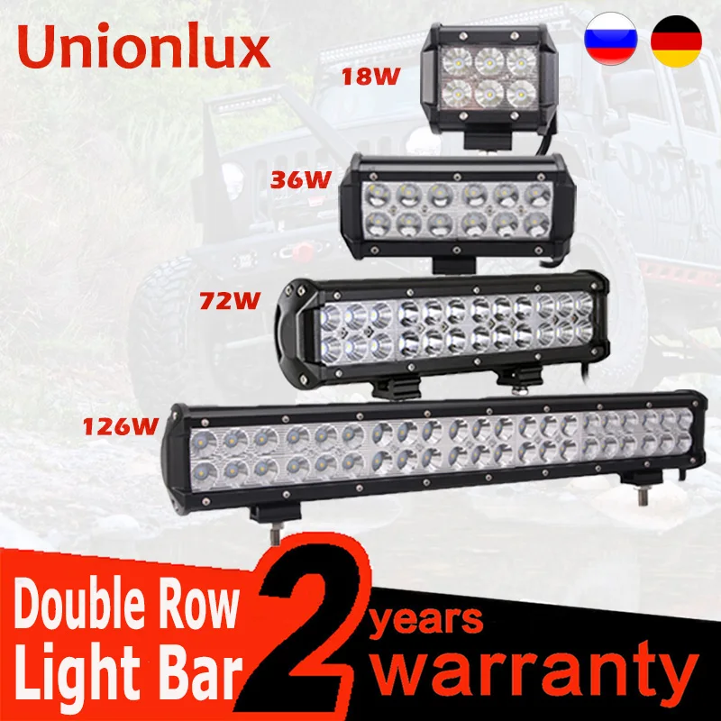 Auto LED Bar 4" 7" 12" 20"LED Light Bar Double Row 18W 36W 72W 126W For