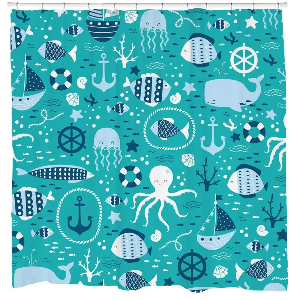 

Whale Shower Curtain Anchors Cute Bathroom Accessories for Kids