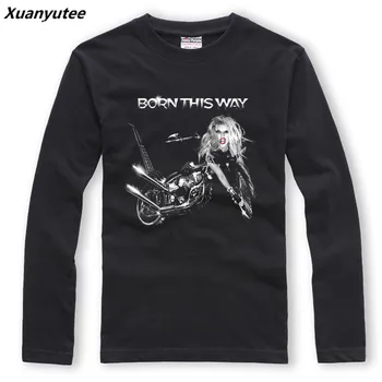 

Xuanyutee Lady Gaga Applause Born This Way Long Sleeve T shirt Men 3D Print Cotton Fan O-neck Cotton XXL Black Tee Shirt Homme