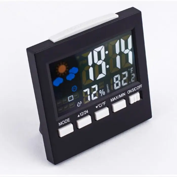 Цифровой термометр, гигрометр, ЖК-часы, функция повтора будильника, календарь, отображение погоды MJJ88