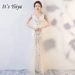 Это YiiYa Новый Bling блестками русалка платья Vestidos модные, пикантные без рукавов Труба вечерние платья H025