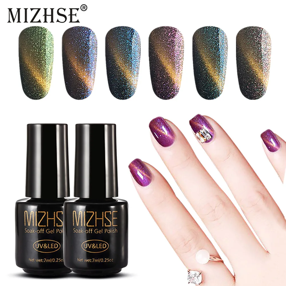 

MIZHSE UV Chameleon Cat Eyes Gel 3D Colors Magnet Cat Eyes Gel Lacquer Starry Gel Polish Color Change Magnetic Cat Eyes Gel