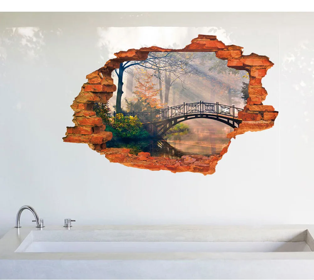 Scenery Stickers Home Decoration Wallpaper Home Decorations Small Bridges Wall Poster Bedroom