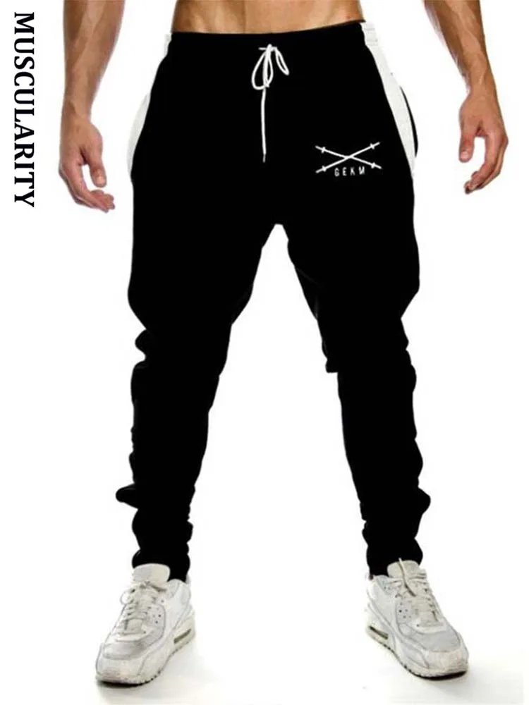 

MUSCULARITY Mens Autumn Joggers Patchwork Casual Drawstring Sweatpants Trouser Printed New Arrival Male Casual Breathable Pants