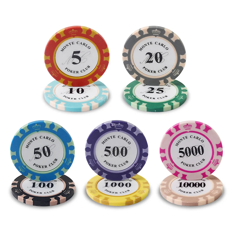 Buy 3 Get 3 Free 25 Pink Monte Carlo 14g $5000 Dollar Clay Poker Chips NEW